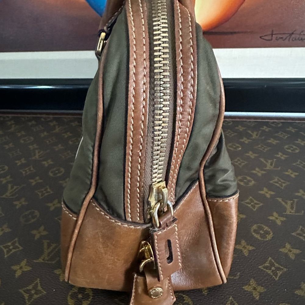 Prada Olive* and Brown Satchel with Leather Trim - Picture 5 of 8